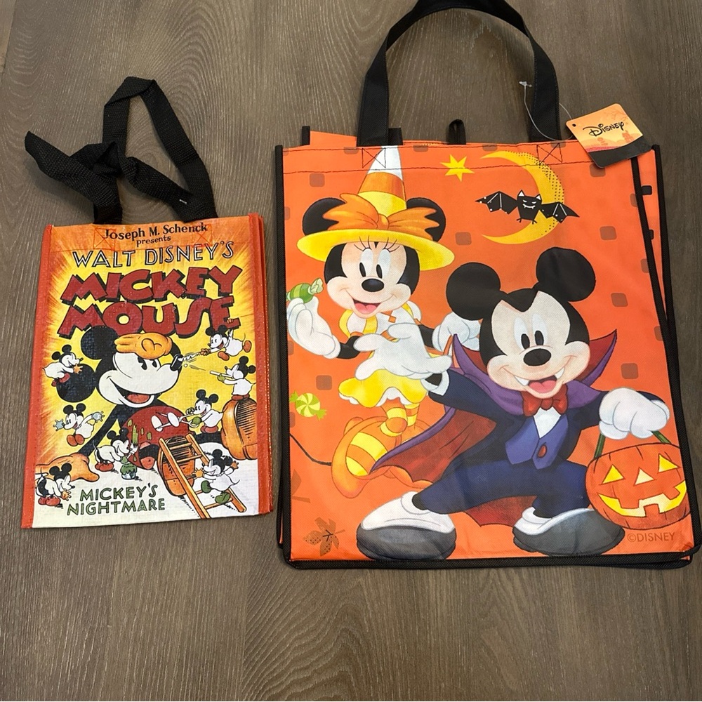 Disney Mickey Mouse Minnie Mouse Halloween Reusable Tote Bags Lot Of 2 NWT